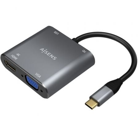 art_ais-adp20a109-0626_1.jpg Conversor Aisens A109-0626/ HDMI Hembra - VGA Hembra - USB Tipo-C Macho - USB Hembra - USB Tipo-C Hembra/ 15cm/ Gris - Imagen 1