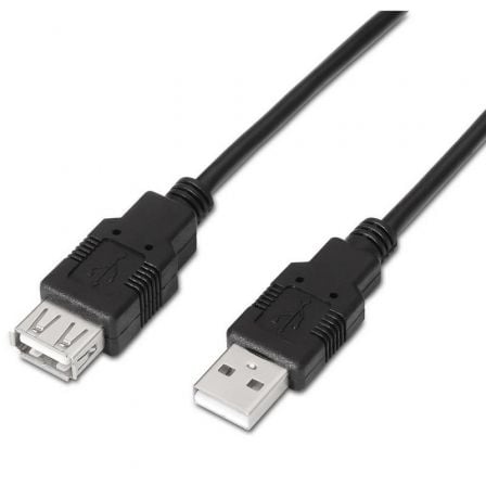 art_ais-cab20a101-0016_1.jpg Cable Alargador USB 2.0 Aisens A101-0016/ USB Macho - USB Hembra/ Hasta 2.5W/ 60Mbps/ 1.8m/ Negro - Imagen 1