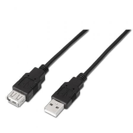 art_ais-cab20a101-0017_1.jpg Cable Alargador USB 2.0 Aisens A101-0017/ USB Macho - USB Hembra/ Hasta 2.5W/ 60Mbps/ 3m/ Negro - Imagen 1