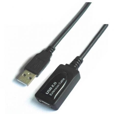 art_ais-cab20a101-0018_1.jpg Cable Alargador USB 2.0 Aisens A101-0018/ USB Macho - USB Hembra/ Hasta 2.5W/ 60Mbps/ 5m/ Negro - Imagen 1
