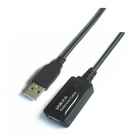 art_ais-cab20a101-0020_1.jpg Cable Alargador USB 2.0 Aisens A101-0020/ USB Macho - USB Hembra/ Hasta 2.5W/ 60Mbps/ 15m/ Negro - Imagen 1