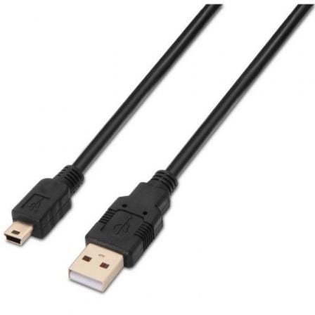 art_ais-cab20a101-0026_1.jpg Cable USB 2.0 Aisens A101-0026/ USB Macho - MiniUSB Macho/ Hasta 2.5W/ 60Mbps/ 3m/ Negro - Imagen 1