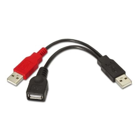 art_ais-cab20a101-0030_1.jpg Cable USB 2.0 + Alimentación Aisens A101-0030/ USB Hembra + USB Macho - USB Macho/ Hasta 2.5W/ 60Mbps/ 15cm/ Negro/ Rojo - Imagen 1