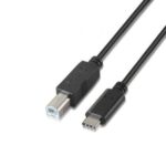 Cable USB 2.0  Impresora Aisens A107-0054/ USB Tipo-C Macho - USB Tipo-B Macho/ 480Mbps/ 2m/ Negro