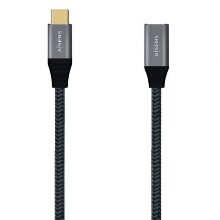 art_ais-cab20a107-0635_1.jpg Cable Alargador USB 3.2 Tipo-C Aisens A107-0635 20GBPS 5A 100W/ USB Tipo-C Macho - USB Tipo-C Hembra/ Hasta 100W/ 2500Mbps/ 1m/ Gris - Imagen 1