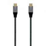 Cable USB 3.2 Tipo-C Aisens A107-0671 20GBPS 100W/ USB Tipo-C Macho - USB Tipo-C Macho/ Hasta 100W/ 20Gbps/ 1m/ Gris