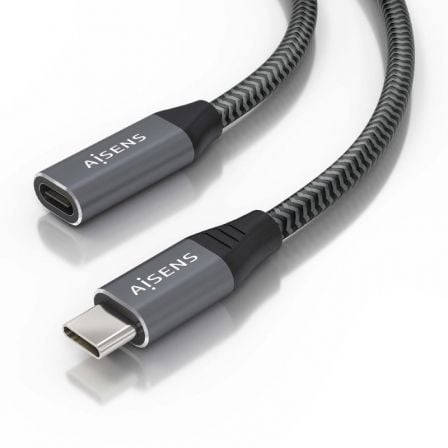 art_ais-cab20a107-0761_1.jpg Cable Alargador USB 3.2 Aisens A107-0761/ USB Tipo-C Macho - USB Tipo-C Hembra/ Hasta 100W/ 20Gbps/ 1.5m/ Gris - Imagen 1