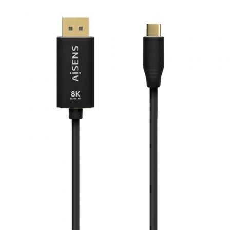 art_ais-cab20a109-0687_1.jpg Cable Conversor DisplayPort 8K 60HZ Aisens A109-0687/ USB Tipo-C Macho - Displayport Macho/ Hasta 27W/ 1250Mbps/ 1.8m/ Negro - Imagen 1