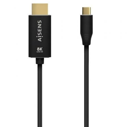 art_ais-cab20a109-0712_1.jpg Cable Conversor Aisens A109-0712/ USB Tipo-C Macho - HDMI 8K Macho/ Hasta 27W/ 6000Mbps/ 2m/ Negro - Imagen 1