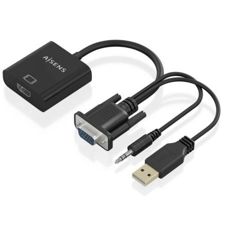 art_ais-cab20a115-0872_1.jpg Cable Conversor Aisens A115-0872 SVGA Macho - USB Macho/ Jack Macho - HDMI Hembra/ 20cm/ Negro - Imagen 1