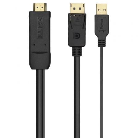 art_ais-cab20a122-0641_1.jpg Cable Conversor Aisens A122-0641/ HDMI Macho - DisplayPort Macho + USB Macho/ Hasta 10W/ 2250Mbps/ 10cm + 1.8m/ Negro - Imagen 1