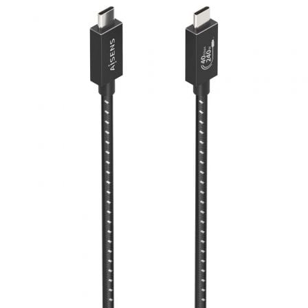 art_ais-cab20a156-0866_1.jpg Cable USB 4.0 Tipo-C Aisens A156-0866/ USB Tipo-C Macho - USB Tipo-C Macho/ Hasta 240W/ 40Gbps/ 50cm/ Gris - Imagen 1