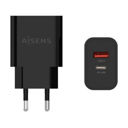 art_ais-carga20a110-0682_1.jpg Cargador de Pared Aisens A110-0682/ 1xUSB Tipo-C/ 1x USB/ 20W - Imagen 1