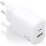 Cargador de Pared GaN Aisens A110-0909/ 1xUSB Tipo-C/ 1xUSB/ 20W/ Blanco