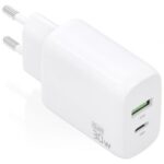 Cargador de Pared GaN Aisens A110-0923/ 1xUSB Tipo-C/ 1xUSB/ 30W/ Blanco