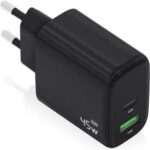 Cargador de Pared GaN Aisens A110-0972/ 1xUSB Tipo-C/ 1xUSB/ 45W/ Negro