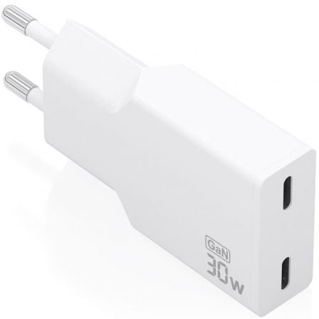 art_ais-carga20a110-1003_1.jpg Cargador de Pared GaN Aisens A110-1003/ 2xUSB Tipo-C/ 30W/ Blanco - Imagen 1