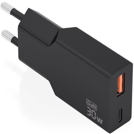 art_ais-carga20a110-1005_1.jpg Cargador de Pared GaN Aisens A110-1005/ 1xUSB Tipo-C/ 1xUSB/ 30W/ Negro - Imagen 1