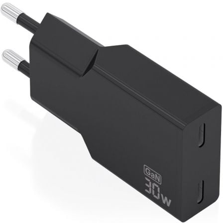 art_ais-carga20a110-1006_1.jpg Cargador de Pared GaN Aisens A110-1006/ 2xUSB Tipo-C/ 30W/ Negro - Imagen 1