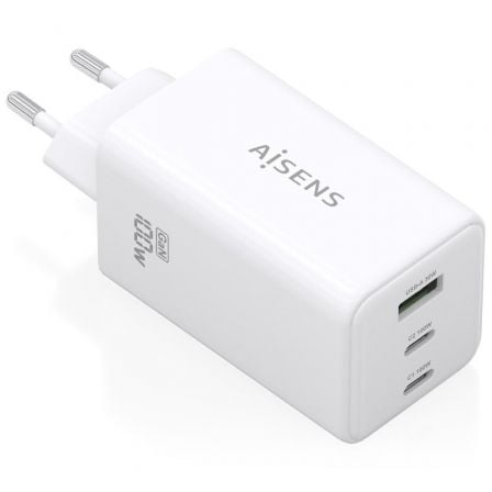 art_ais-carga20asch-100w3p051-w_1.jpg Cargador de Pared GaN Aisens ASCH-100W3P051-W/ 2xUSB Tipo-C/ 1xUSB/ 100W - Imagen 1