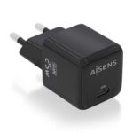 Cargador de Pared GaN Aisens ASCH-25W1P013-BK/ 1xUSB Tipo-C/ 25W
