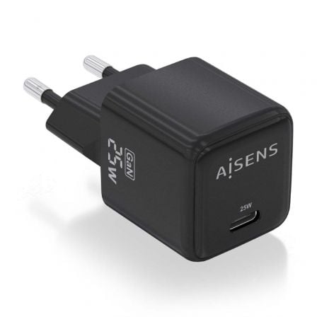 art_ais-carga20asch-25w1p013-bk_1.jpg Cargador de Pared GaN Aisens ASCH-25W1P013-BK/ 1xUSB Tipo-C/ 25W - Imagen 1