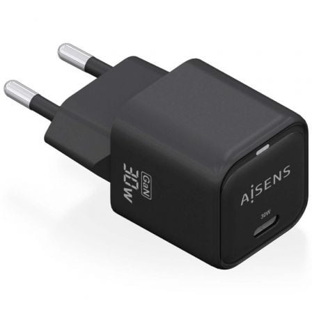art_ais-carga20asch-30w1p019-bk_1.jpg Cargador de Pared GaN Aisens ASCH-30W1P019-BK/ 1xUSB Tipo-C/ 30W - Imagen 1