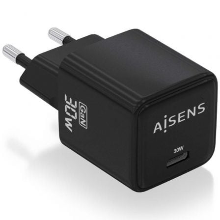 art_ais-carga20asch-30w1p036-bk_1.jpg Cargador de Pared GaN Aisens ASCH-30W1P036-BK/ 1xUSB Tipo-C/ 30W - Imagen 1