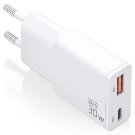 art_ais-carga20asch-30w2p046-w_1.jpg Cargador de Pared GaN Aisens ASCH-30W2P046-W/ 1xUSB Tipo-C/ 1xUSB/ 30W/ Blanco - Imagen 1