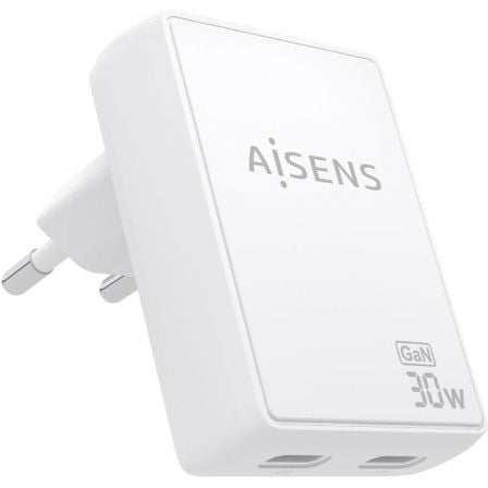 art_ais-carga20asch-30w2p075-w_1.jpg Cargador de Pared GaN Aisens ASCH-30W2P075-W/ 2xUSB Tipo-C/ 30W/ Blanco - Imagen 1