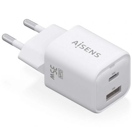 art_ais-carga20asch-35w2p024-w_1.jpg Cargador de Pared GaN Aisens ASCH-35W2P024-W/ 1xUSB Tipo-C/ 1xUSB/ 35W - Imagen 1