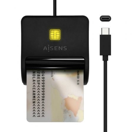 art_ais-dni20ascr-sn03c-bk_1.jpg Lector de DNI USB Tipo-C Aisens ASCR-SN03C-BK/ USB Tipo-C/ Negro - Imagen 1