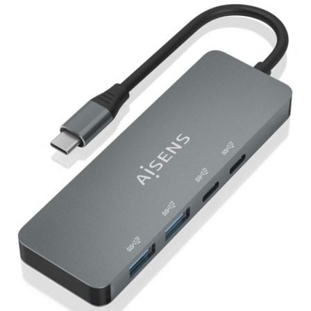 art_ais-hub20a109-0694_1.jpg Hub USB Tipo-C Aisens A109-0694/ 2xUSB/ 2xUSB Tipo-C/ Gris - Imagen 1