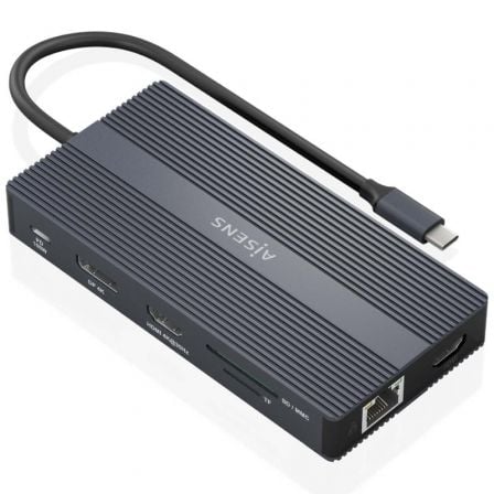 art_ais-hub20asuc-12p017-gr_1.jpg Docking USB Tipo-C Aisens ASUC-12P017-GR/ 2xHDMI 4K/ 4xUSB/ 1xUSB Tipo-C/ 1xRJ45/ 1xDisplayPort/ 1xLector Tarjetas/ 1xUSB Tipo-C PD/ Gris - Imagen 1
