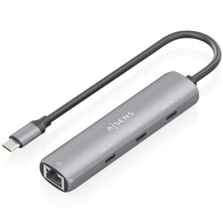 art_ais-hub20asuc-4p041-gr_1.jpg Hub USB Tipo-C Aisens ASUC-4P041-GR/ 3xUSB Tipo-C/ 1xRJ45/ Gris - Imagen 1