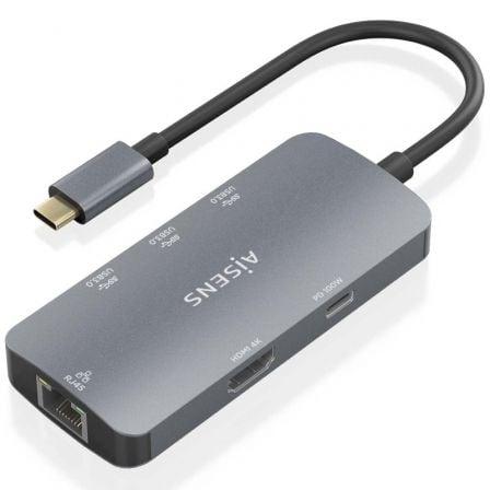 art_ais-hub20asuc-6p019-gr_1.jpg Docking USB Tipo-C Aisens ASUC-6P019-GR/ 1xHDMI 4K/ 3xUSB/ 1xRJ45/ 1xUSB Tipo-C PD/ Gris - Imagen 1