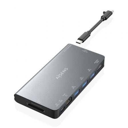 art_ais-hub20asuc-8p015-gr_1.jpg Docking USB Tipo-C Aisens ASUC-8P015-GR/ 1xHDMI 4K/ 3xUSB/ 1xRJ45/ 1xLector Tarjetas / 1xUSB Tipo-C/ Gris - Imagen 1