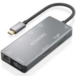 Docking USB Tipo-C Aisens ASUC-9P018-GR/ 2xHDMI 4K/ 3xUSB/ 1xRJ45/ 1xLector Tarjetas/ 1xUSB Tipo-C PD/ Gris