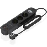 Regleta con Interruptor Aisens ASPS-2A2C11-BK/ 3 Tomas de Corriente/ 2 USB - 2 USB Tipo-C/ Cable 1.4m/ Negro