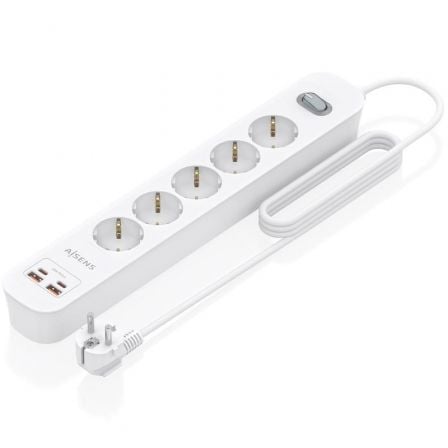 art_ais-regleta20asps-2a2c14-w_1.jpg Regleta con Interruptor Aisens ASPS-2A2C14-W/ 5 Tomas de Corriente/ 2 USB - 2 USB Tipo-C/ Cable 1.4m/ Blanco - Imagen 1