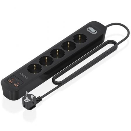 art_ais-regleta20asps-2a2c15-bk_1.jpg Regleta con Interruptor Aisens ASPS-2A2C15-BK/ 5 Tomas de Corriente/ 2 USB - 2 USB Tipo-C/ Cable 1.4m/ Negro - Imagen 1