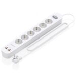 Regleta con Interruptor Aisens ASPS-2A2C16-W/ 6 Tomas de Corriente/ 2 USB - 2 USB Tipo-C/ Cable 1.4m/ Blanco