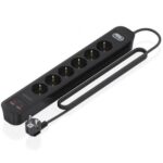 Regleta con Interruptor Aisens ASPS-2A2C17-BK/ 6 Tomas de Corriente/ 2 USB - 2 USB Tipo-C/ Cable 1.4m/ Negro
