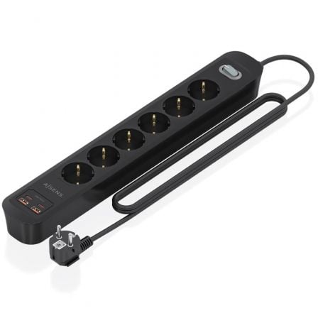 art_ais-regleta20asps-2a2c17-bk_1.jpg Regleta con Interruptor Aisens ASPS-2A2C17-BK/ 6 Tomas de Corriente/ 2 USB - 2 USB Tipo-C/ Cable 1.4m/ Negro - Imagen 1
