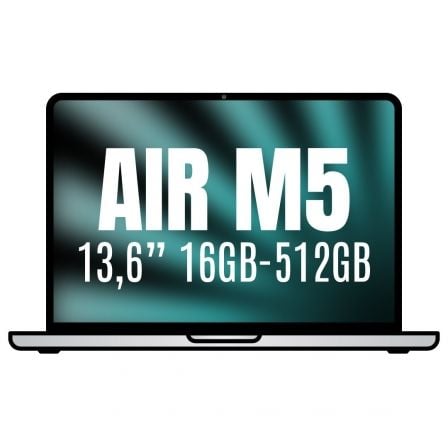 art_apl-book20air20mdh74ybardera_1.jpg Apple Macbook Air 13,6"/ M5 10-Core CPU/ 16GB/ 512GB SSD/ 8-Core GPU/ Plata - Imagen 1
