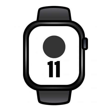 art_apl-watch20mfd44qlbardera_1.jpg Apple Watch Series 11/ GPS/ Cellular/ 46mm/ Titanio Negro Pizarra/ Correa Deportiva Negro Pizarra (M/L) - Imagen 1