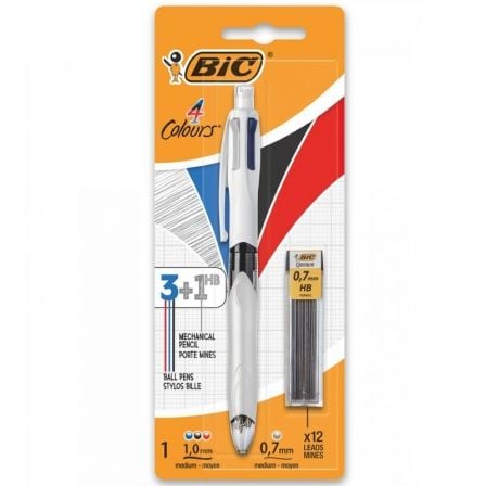 art_bic-boli20420colors20942103_1.jpg Bolígrafo de Tinta de Aceite Retráctil Bic 4 Colours 942103/ 1 unidad/ 4 Colores de Tinta/ Cuerpo Color Blanco - Imagen 1