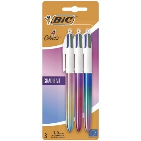 art_bic-boli20420colours20grad203u_1.jpg Caja de Bolígrafos de Tinta de Aceite Retráctil Bic 4 Colours Gradient 511030/ 3 unidades/ 4 Colores de Tinta/ Cuerpo Color Gradiente - Imagen 1