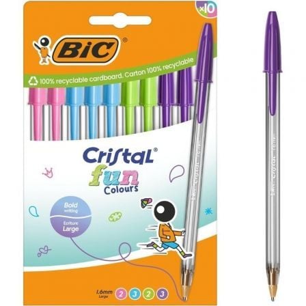 art_bic-cristal20fun20surti2010u_1.jpg Bolígrafos de Tinta de Aceite Bic Cristal Fun 524176/ 10 unidades/ Colores Surtidos - Imagen 1