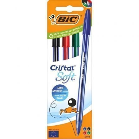 art_bic-cristal20soft20surtido204u_1.jpg Bolígrafo de Tinta de Aceite Bic Cristal Original 516343/ 4 unidades/ Colores Surtidos - Imagen 1